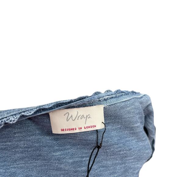 Wrap London Garment Dyed Top Blouse Tee Shirt Hemp Cotton Blue Size US 12 - Picture 10 of 12